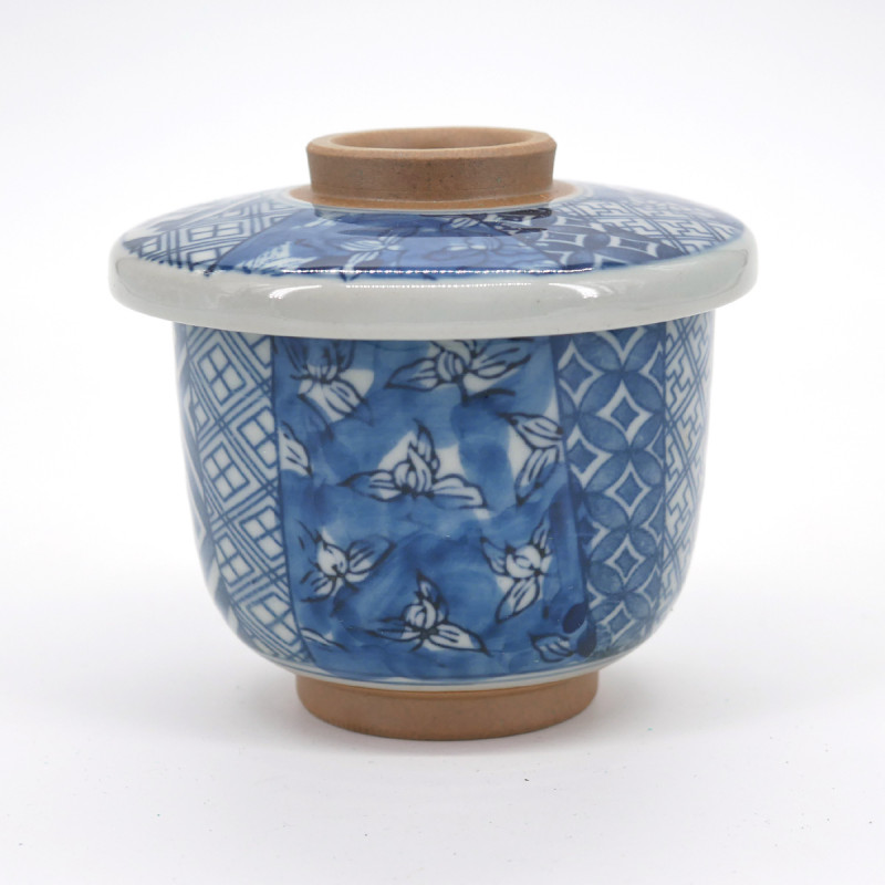 japanese blue patterns cup with lid SHÔZUI HANA