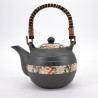 japanese grey flower patterns teapot with handle 0,6L HEIAN KARAKUSA