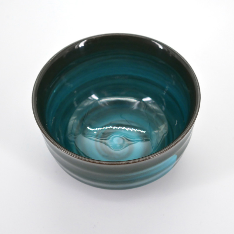 tasse à thé noire japonaise pinceau turquois EMERALD