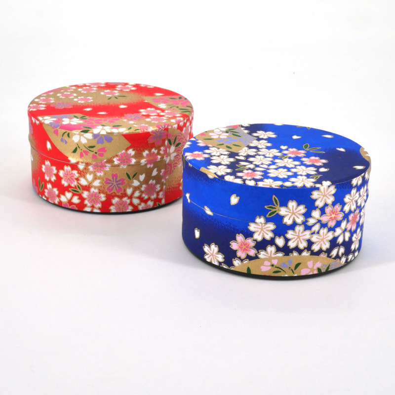 Japanese tea box washi paper flat 40g red blue choice SAKURA