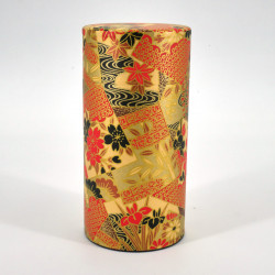 boîte à thé japonaise rouge dorée en papier washi KOGANE