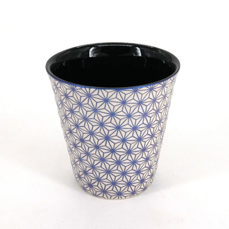 japanese beige and blue teacup in ceramic ASANOHA stars