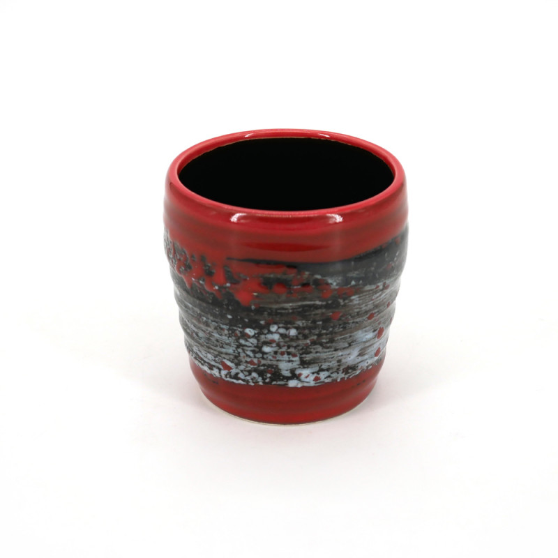 tasse à thé rouge japonaise HAKE en céramique pinceau gris