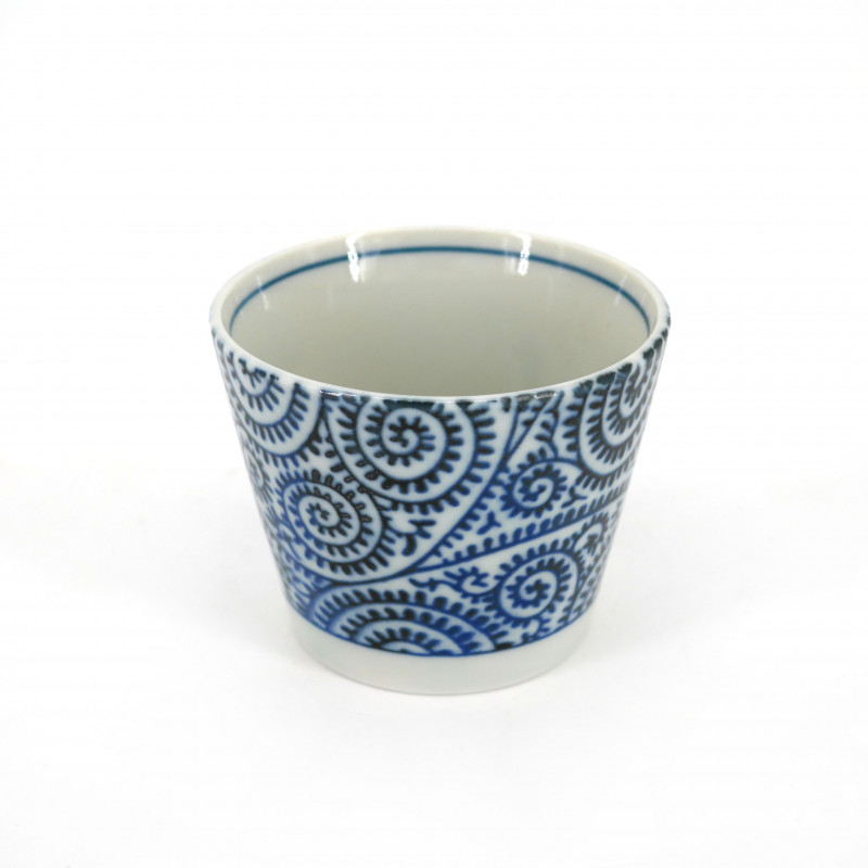 tasse soba japonaise en céramique TAKO KARAKUSA motifs bleus
