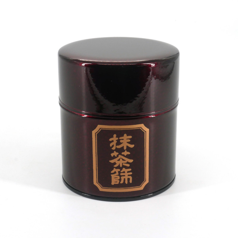 Japanese metal tea box, MATCHA BURUI, red