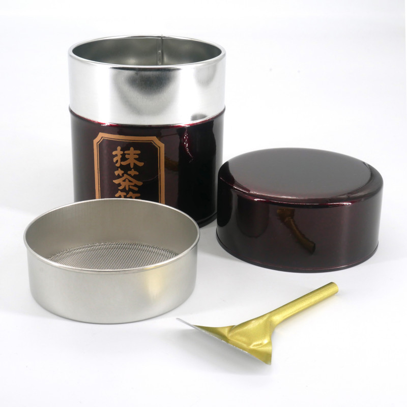 Boîte à thé japonaise en métal, MATCHA BURUI, rouge