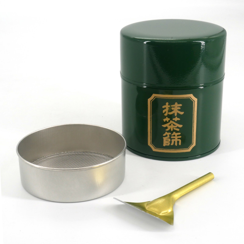 Caja de té japonesa de metal, MATCHA BURUI, verde