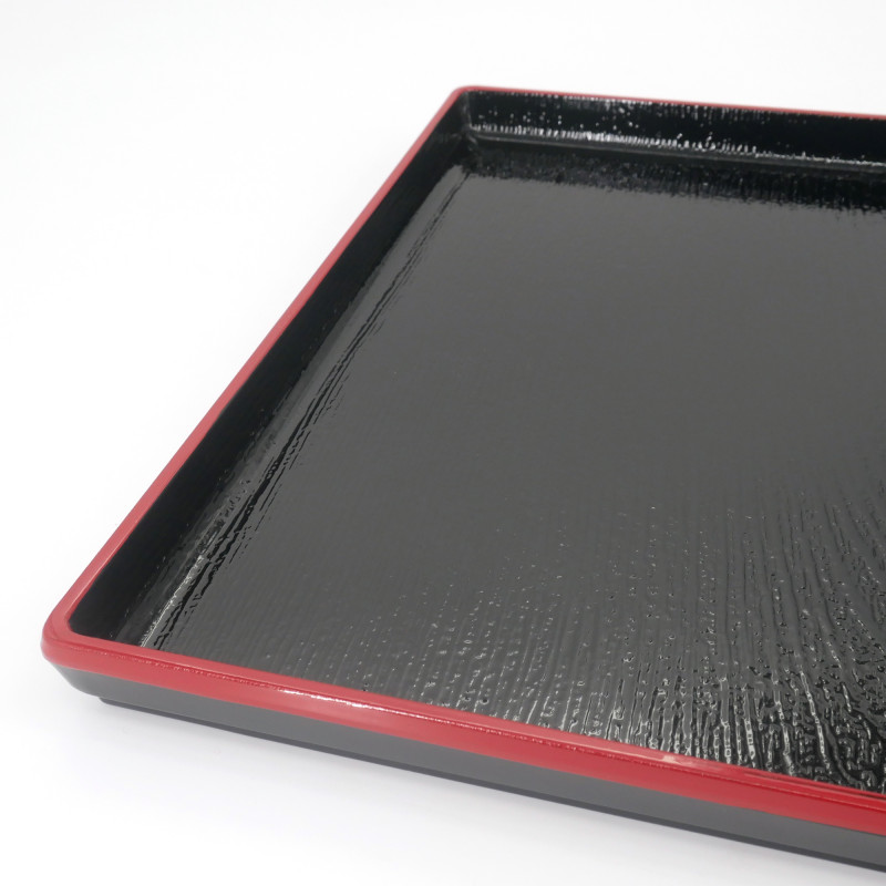 Square tray with adherent coating, DAIZU MOKUME BON, black