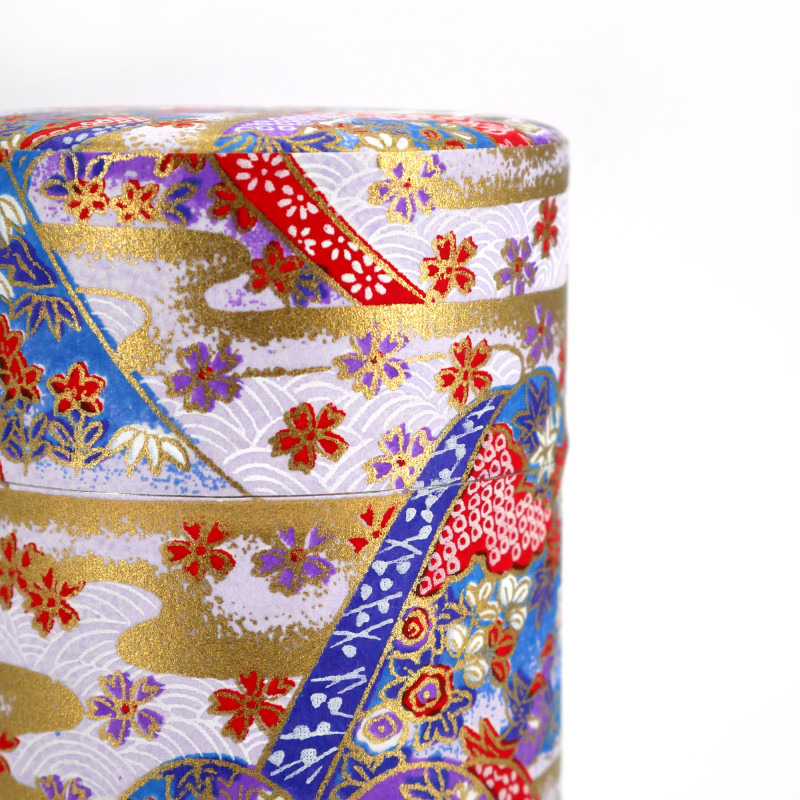 Caja de té japonesa de papel washi, MONTS, púrpura