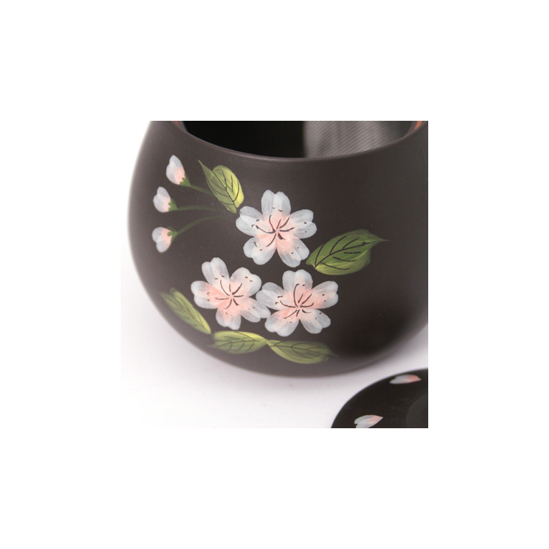 teiera giapponese kyusu Tokoname fiori di ciliegio terracotta SAKURA