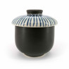 japanese tea bowl with lid - chawanmushi -TOKUSA blue lines