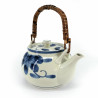 Japanische Keramik-Teekanne, emailliertes Interieur, herausnehmbarer Filter, blaue Blumen, HANA