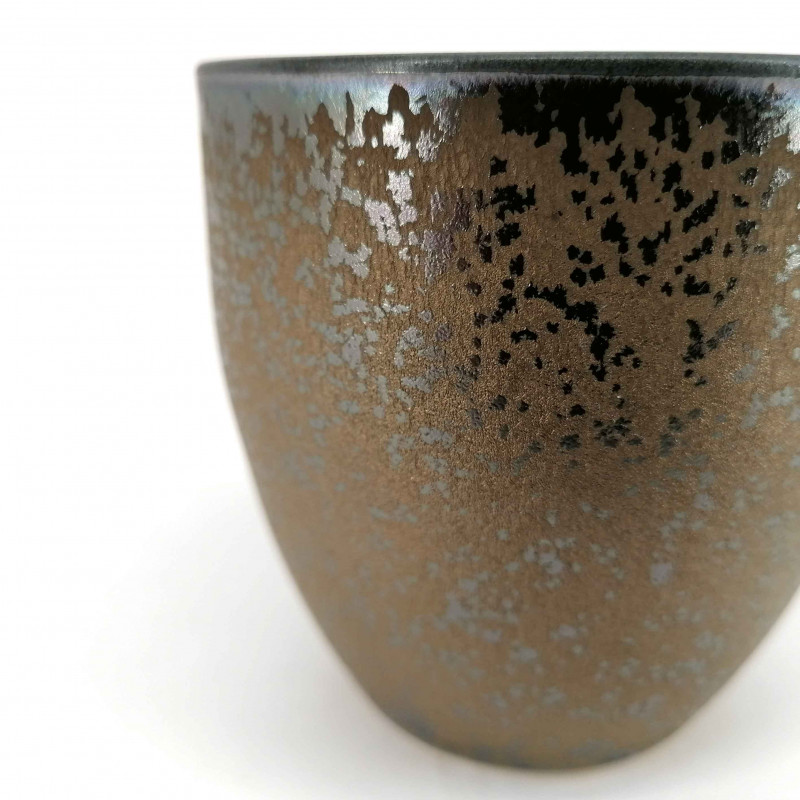Japanische Keramik Teetasse, braun, Metallic-Effekt, METARIKKU