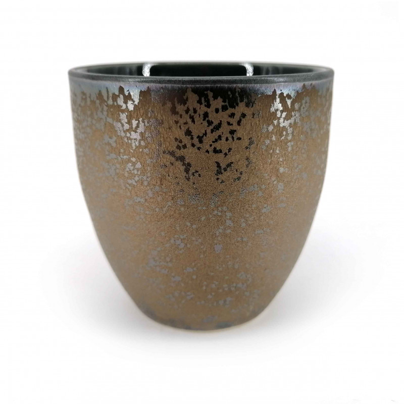 Japanische Keramik Teetasse, braun, Metallic-Effekt, METARIKKU