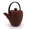 Small Japanese prestige high cast iron teapot, CHÛSHIN KÔBÔ MARUTSUTSU, red