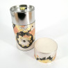 Japanese aluminium tea canister, KOKUSHO MATSURI KATO, silver with wooden box