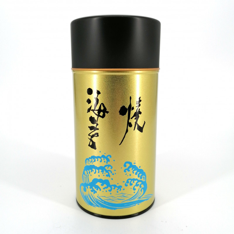 Large Japanese metal tea caddy, 300 g, gold, NORI