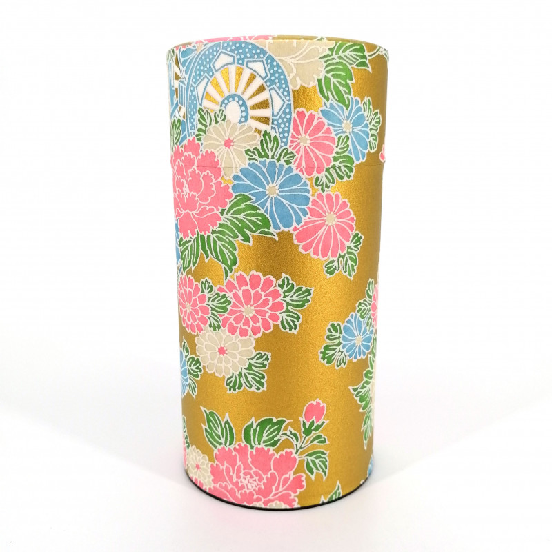 Japanese tea box in washi paper, YAYOI GOSHO, gold