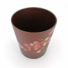Tasse à thé japonaise en bois natsume foncé motif feuilles d'érable laqué or et argent, MAKIE SAKURA
