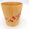 Japanische Teetasse aus Natsume-Holz mit gold- und silberlackierten Ahornblättern, MAKIE SAKURA