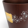 Tasse à thé japonaise en bois natsume foncé motif fleur de cerisier laqué or et argent, MAKIE SAKURA