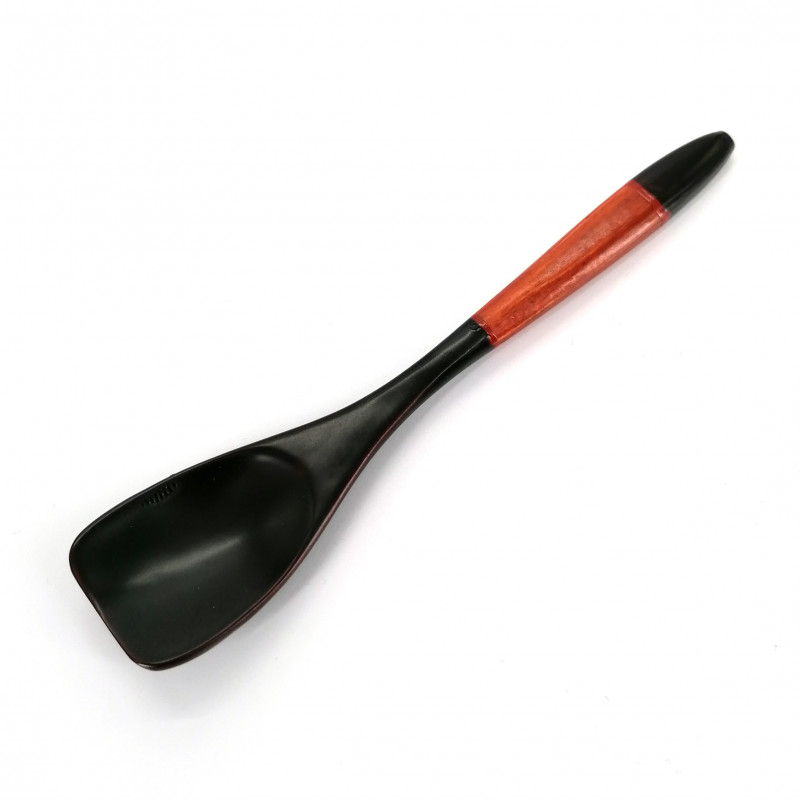 Small spoon with flat end in black cedar wood, NURIWAKE