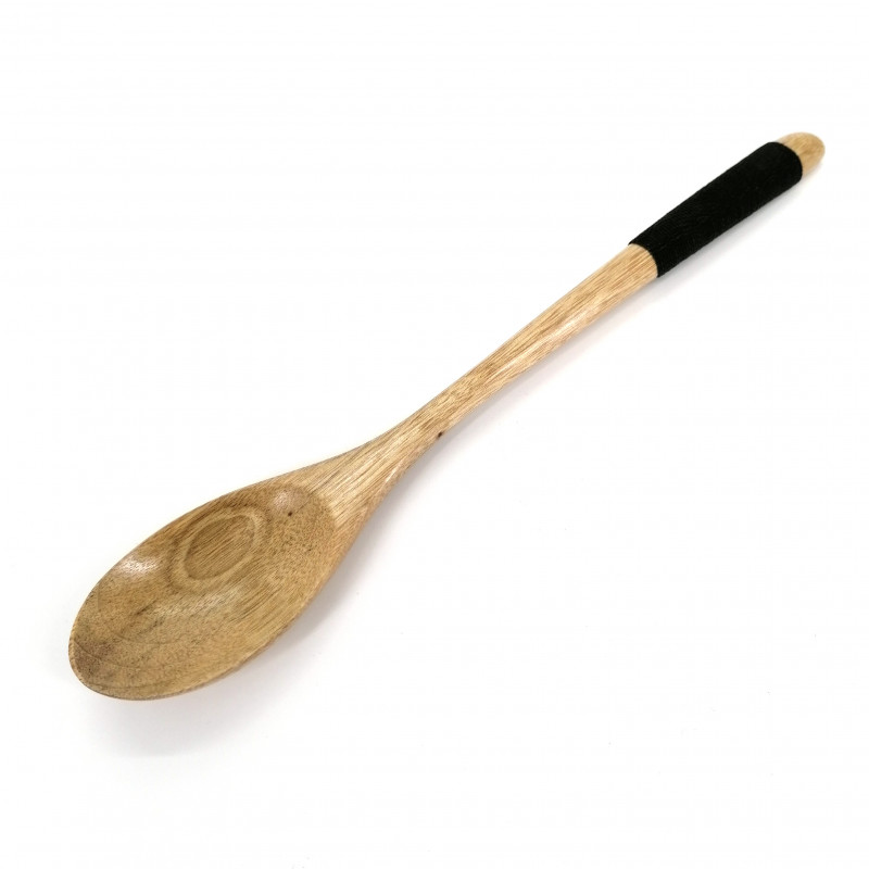 Large spoon in light wood and black cord, MOKUSEI SUPUN
