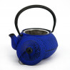 Blue enameled Japanese cast iron teapot, ROJI ARARE, 0.4lt