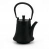 Black enameled Japanese cast iron teapot, ROJI BAMBOO, 0.4lt