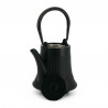 Black enameled Japanese cast iron teapot, ROJI BAMBOO, 0.4lt