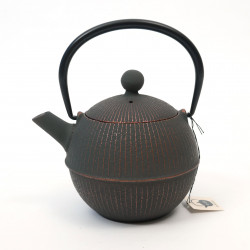 round cast iron teapot from Japan, OIHARU TEMARI 0,5lt, copper black