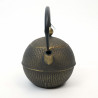round cast iron teapot from Japan, OIHARU TEMARI 0,5lt, gold black