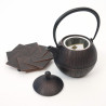 théière couleur cuivre japonaise en fonte du Japon, ITCHU-DO KOTO + sous-plat