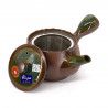 Teiera giapponese in ceramica kyusu, AZA, marrone e blu