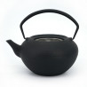Japanese prestige cast iron round teapot with ceramic lid, CHÛSHIN KÔBÔ HIRATSUBO, Goldfish
