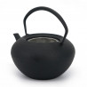 Japanese prestige cast iron round teapot with ceramic lid, CHÛSHIN KÔBÔ HIRATSUBO, Goldfish