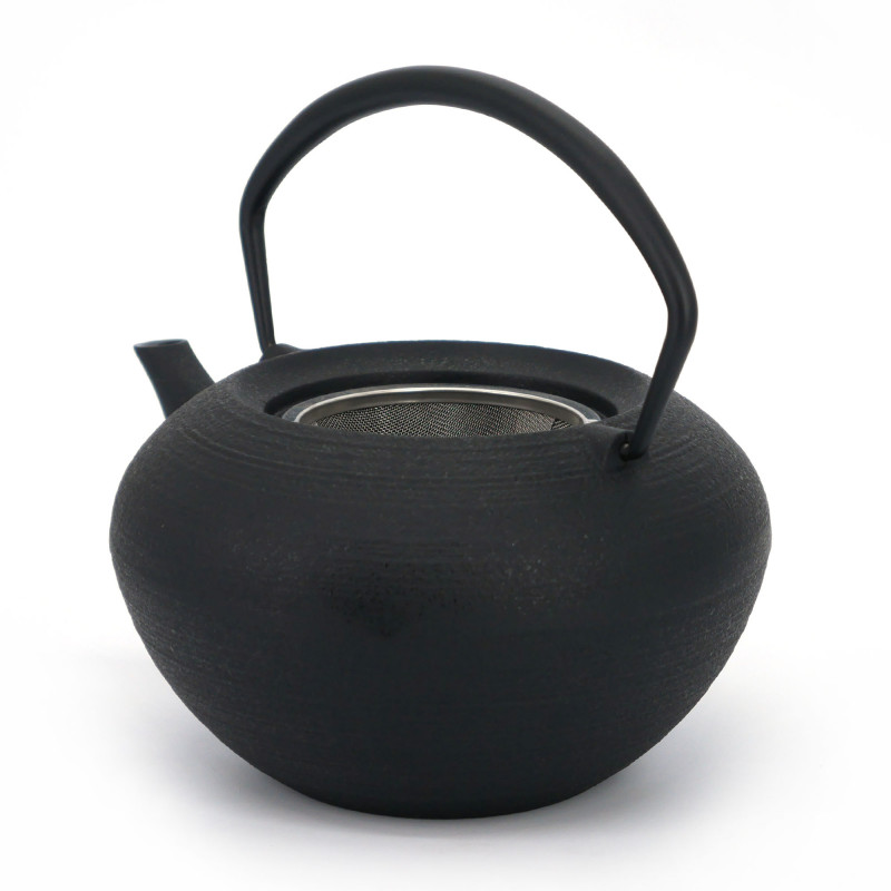 Tetera redonda de hierro fundido de prestigio japonés con tapa de cerámica, CHÛSHIN KÔBÔ HIRATSUBO, Libélulas