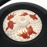 Tetera redonda de hierro fundido de prestigio japonés con tapa de cerámica, CHÛSHIN KÔBÔ HIRATSUBO, Goldfish