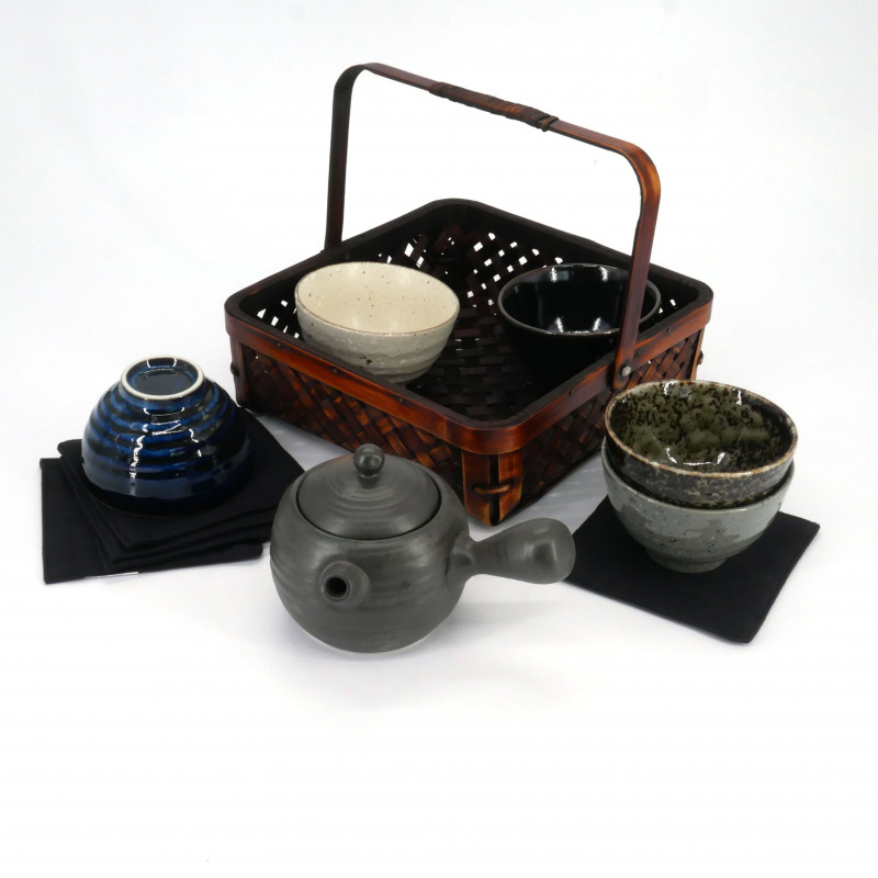 Japanische Tee Keramik Service 1 Teekanne und 5 Tassen 6 pcs PRESTIGE