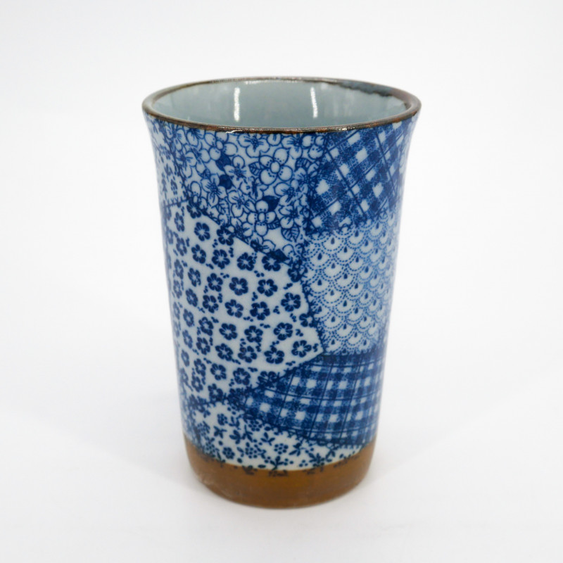 Large Japanese ceramic tea mug - Patchwork