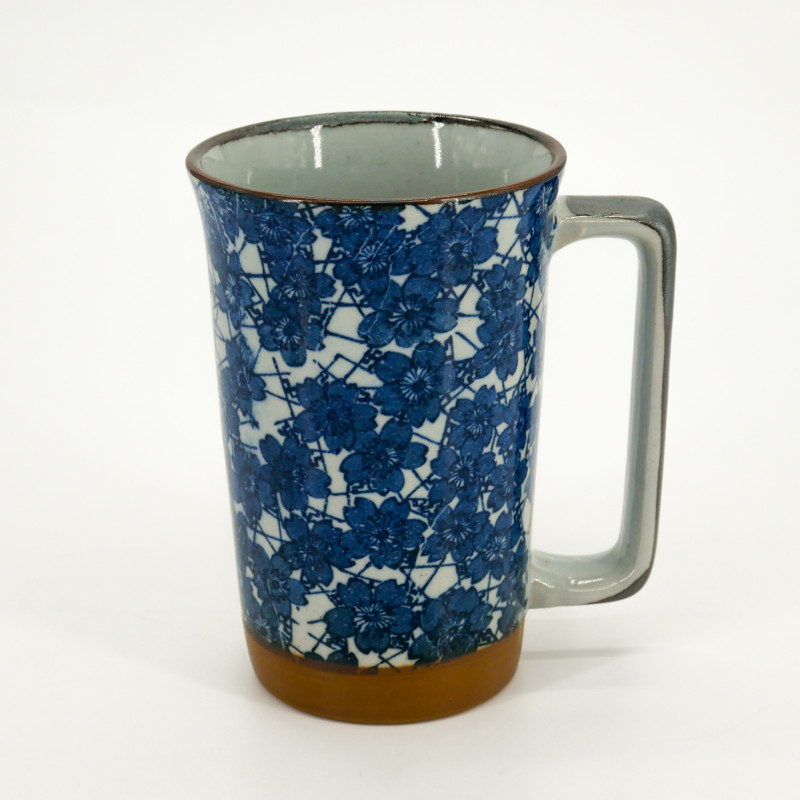 Taza de té japonesa grande de cerámica - Sakura Blue