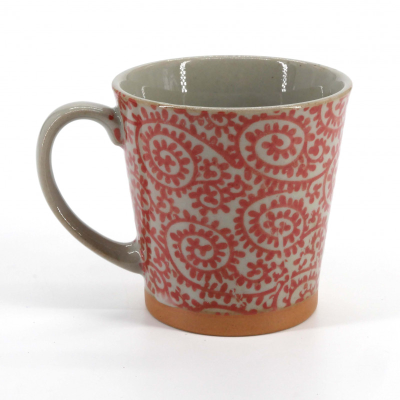 Taza de té japonés de ceramica, KARAKUSA, rojo