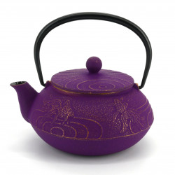 Japanese golden violet cast iron teapot IWACHU, koi, 0.55lt