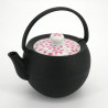 Small round Japanese prestige cast iron teapot, CHÛSHIN KÔBÔ MARUTAMA, HANA, 0.4 L