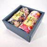 Dúo de botes de té japonés rosa y negro cubiertos con papel washi, PINKU NOWARU, 200 g