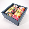 Duo of pink and black Japanese tea canisters covered with washi paper, PINKU NOWARU , 200 g