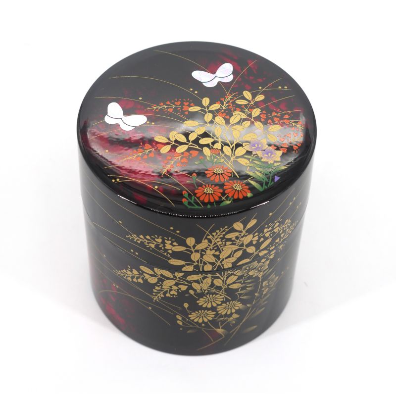 Japanese black resin tea caddy - MIYABINO - 150gr