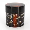 Japanese black tea caddy in resin with cherry blossom pattern - MIYABI SAKURA - 150g