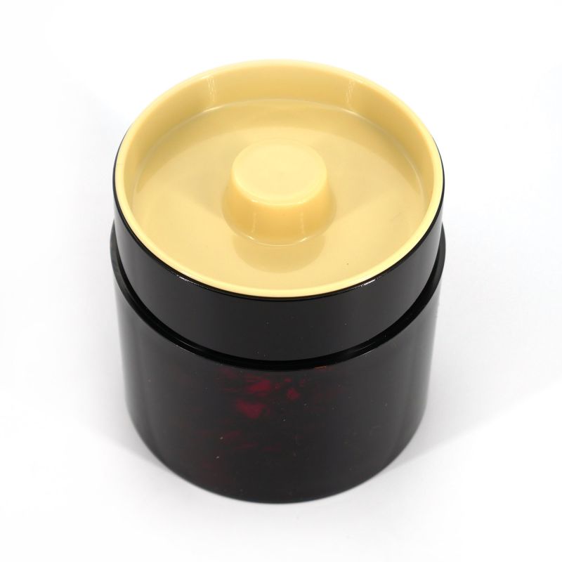 Boîte à thé japonaise noire en résine motif papillons - MUSASHINO - 150g