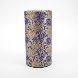 Blue and gold Japanese tea box in washi paper - KINAOHANA - 200gr